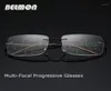 Solglasögon Belmon Multifocal Progressive Reading Glasses Män Kvinnor Rimless Presbyopic Male Diopter Eyeglasses 1015202534024004