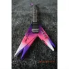 Hot Ed Roman de Vinnie Vincent Flying V Double V Purple Pink Electric Guitar, Rosewood Fingerboard Shark Fin Inlay, Floyd Rose Tremolo