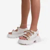 HBP Non-Brand Damen-Sandalen, mehrfarbig, Plattform, offene Zehen, Damenschuhe, Hakenschlaufe, High Heels, Kette, Dekoration, Sandale, Damen, modisch