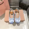 Luxo Paris Ballet Designer de moda Sapatos de dança Profissional 2023 Setin Ballerinas Plataforma Bowknot Sandálias de sapato único raso para mulheres 35-40