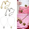 Collier avec pendentif en forme de cœur, longue bandoulière, perles, clavicule, matériau en alliage, bijoux de cou d'été pour filles