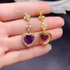 Dangle Earrings Romantic Heart Shape Natural Amethyst Drop 10mm Total 8ct VVS Grade 925 Silver Jewelry For Party