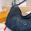 High Version Denim Tote Bag Women Chain Shoulder Bag Designer Travel Classic Cc Embroidered Large Handbag Womens Fashion Bags With Box Mkfh