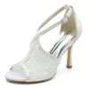 Sandales de mariée sandale poisson blanc bout ouvert dentelle sangle croisée mariage mariée demoiselle d'honneur dames chaussures classique femmes 10 cm super haut talon