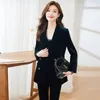 Calças femininas de duas peças formal mulheres negócios trabalho wear ternos de alta qualidade tecido veludo ol estilos profissional pantsuits escritório outono