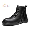 HBP Non-Marque Xlai Bottes en Cuir d'extérieur Hommes Pu Zipper Couple Chaussures Tendance d'hiver Rue Loisirs Bottes de Marche Bottes pour Femmes