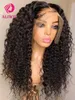 Syntetyczne peruki 13x4 HD Kinky Curly Lace Frontal Human Hair Peruki wcześniej Brazylijska wręczająca fala wodna 4x4 koronkowe peruki gotowe do noszenia 240328 240327