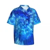 Men's Casual Shirts Hawaii Shirt Beach Hippie Tie Dye Blouses Blue Modern Art Vintage Male Short-Sleeve Comfortable Tops