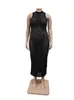 Wmstar Plus Size Dresses for Women Sexy Hollow Out Knited Elegant Maxi Dress Club Outfits In Summer Wholesale Drop 240311