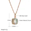 Collane con ciondolo Wbmqda Pietra verde chiaro quadrata grande e collana per donna 585 Accessori per gioielli in zircone color oro rosa