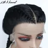 Cornrow Box Braided Lace Front Wig Synthetic Wigs For Women Black Long Dutch Braids Lace Frontal Perruque 240226