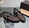 Luksusowe designerskie buty sukienki MESH BALET FLATS Comfort Real Hound-Shoe Mary Jane Women Mejczyki płaskie buty 987