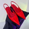 Leren pumps Mode Sandalen Damesleer Designerkleding Schoenen zijde Dame Puntschoen Kitten Heel Elegante slingback hak