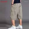 Shorts Summer Oversize Fat Cotton Men Cargo Short Casual Plus Size Cropped Trouser Sport Tactical Baggy Pants Loose 5XL 6XL