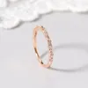 Anel de noivado fino para mulheres, simples, micro zircão, branco 14k, ouro rosa, delicado, presentes de casamento, joias da moda