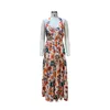 Floral Vacation Women's Summer Nouvelle arrivée à la mode en V Vin à col en V Backless sans manches sans manches Floral imprimement de plage Maxi Robe AST180286