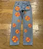 Jeans voor dames Y2K JEANS Amerikaanse retro vlam Kapok rechte jeans met print voor heren en dames casual losse broek met rechte pijpen jeans met wijde pijpenC24318