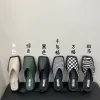 Boots Low Shoes Slippers Flat Mules For Women 2022 Square Toe Slides Pantofle Shallow New Cover PU Rubber Spring Basic Retro Square To