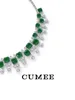 Collane con ciondolo CUMEE Cubic Zirconia Argento sterling 925 Verde Lusso Coltivazione Smeraldi Collana in oro placcato sintetico