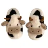 Slippers Cute Cow Slippers Indoor House Shoes Warm Plush Slipper Women Winter Shoes Couples Home Cartoon Milk Cow Baotou Slippers