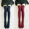 Women Socks 1 Pair Thigh Stack Over College Sock Soft Vertical Stripes The Knee Winter Solid Color Warm Sexy Long