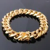 Link Bracelets 15mm Wide Men Bracelet Hip Hop Miami Cuban Chain Gold Color Male Wristband Street Charm Women Jewelry 8-10inch