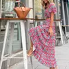 Vestidos para mulheres 2024 verão longo boho banheiro praia capa coreano maiô cobrir ups impresso v pescoço casual irregular playa