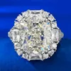 S Sterling Silber End Simulation 12 * 14 mm Ehering High Carbon Diamond Ice Flower Cut G-Farbe Modering