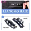 Perucas sintéticas lm preto/marrom claro clipe em franja de cabelo acessórios de peruca sintética falsa franja clipe de cabelo em peças de cabelo 240329
