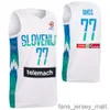 Printed Basketball Slovenia Jersey 2023 World Cup 27 ZIGA DIMEC 55 JAKOB CEBASEK 15 GREGOR HROVAT 11 Jaka BLAZIC 4 ZIGA SAMAR 3 Goran Dragic Blue White FIBA Shirt