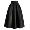 Юбки, винтажная однотонная черная твидовая длинная юбка, офисные женские осенне-зимние корейские модные элегантные простые женские юбки трапециевидной формы с высокой талией