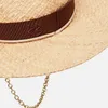 Strap Strap Słomka Fedora Hat zdobią się czapki plażowe z kobietami tkaninami Sun Summer Hourydaty Panama 240309