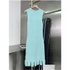 Runway Dresses 525 2021 Dress Spring Summer Green Crew New Brand Same Style Empire Sleeveless Womens Kint Fashion High Quality I Drop Otyjk