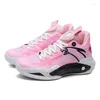 Sapatos de basquete unissex luminoso rosa feminino profissional malha alta superior cesta antiderrapante plataforma esportes para homem