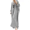 Robes décontractées Maxi robe rayée imprimé revers pour femmes grande taille chemise à manches longues avec ourlet fendu doux respirant printemps