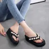 Flops Fashion Diy Pearl Women Flip Flops Beach Platform Slippers Buiten Wedges Sandalen Sandalen Zomer Vrouwen Schoenen Leisure Slippers HH229