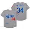 Mitchell och Ness Throwback Dodgers Baseball Jersey 42 Jackie Robinson Brooklyn 32 Sandy Koufax 34 Fernando Valenzuela Los Black Cream Angeles White Grey 256