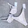 Costumi da bagno da donna 2024 Micro bikini da donna Dot Print costume da bagno con ferretto brasiliano push up imbottito Biquini Halter bagnanti costume da bagno perizoma