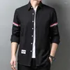 Mäns casual skjortor 2024 Autumn Cotton Denim Shirt Solid Color Single Pocket Long Sleeve Jeans For Men Top