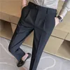 Män passar byxor 2024 Autumn New Solid Casual Slim fit Formal Dress Trousers Slim Fit Pantalon Homme Wedding Party Men Clothing 240318