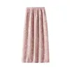 Skirts Autumn Color Sequined Long Velvet Skirt Elastic Waist Back Split Metallic Bling Straight Ankle Pink Gray Beige