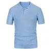 Polo's voor heren Zomerkleding Luxe gebreid poloshirt met korte mouwen en button-down Effen kleur Vintage mode Zakelijk vrijetijdskleding