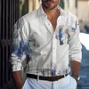 Erkekler Sıradan Gömlekler Orijinal Eşsiz Yakışıklı Erkekler Combo Turndown Yaka Uzun Kollu Baskılı Bluz Spor Ropa De Hombre