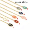 Pendanthalsband 5st 2024 Simple Fashion Thin Oval Dripping Oil Copper Inlagd Shell Multi-Color Multi-Sign Charm Unisex Choker Halsband