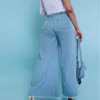 Jean femme 2024 mode ceinture élastique à lacets taille haute jambe large ample décontracté épais pantalon confortable