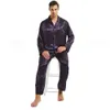 Conjunto de pijamas de cetim de seda masculino conjunto de pijamas loungewear S ~ 4XL 240313