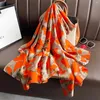 Foulards Arrivée Femmes Écharpe Rétro Imprimé Soie Longue Designer Beach Wraps Hijab Bandana