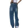 Jeans da donna a vita alta streetwear vintage moda estate pantaloni jeans dritti blu larghi pantaloni in denim larghi a gamba larga da donna GG