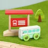 Diecast Model Cars Wood Train Toys Fire Truck Police Car Ambulance Compatible Thomas Train Track Wood Toys For Barnl2403