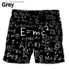 Men's Shorts Fashion Mathematical Formula Beach Shorts For Men 3D Printing Summer Casual Surfing Board Shorts Beachwear Mens Swim Trunks Y240320